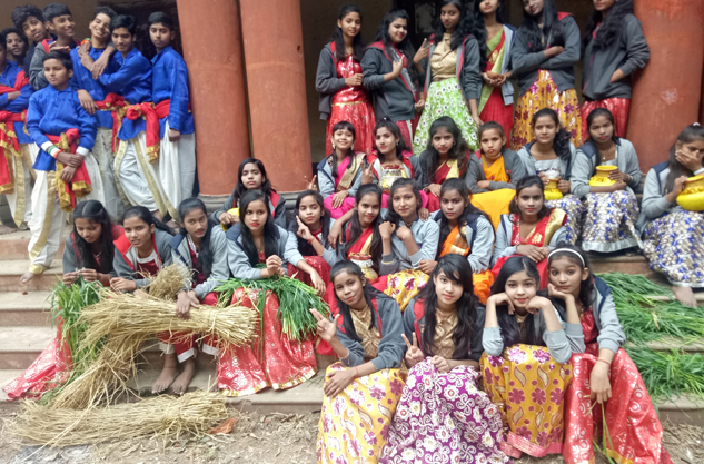 Students in traditional dress